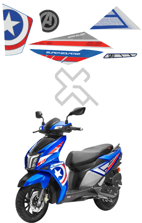 TVS Ntorq Captain America Graphics | TVS Ntorq Captain America Sticker